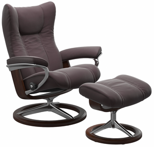 Ekornes Stressless Wing Small Signature Recliner with Ottoman