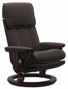 Ekornes Stressless Admiral Large Classic Power Recliner With Ottoman Large Power Leg/Back: Brown Wood Classic Base; New Cognac Paloma Leather