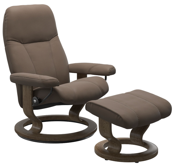 Ekornes Stressless Consul Small Classic Recliner with Ottoman