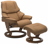 Ekornes Stressless Reno Medium Classic Old Sit Recliner with Ottoman