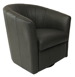 Natuzzi A835 Swivel Chair in a Black Leather